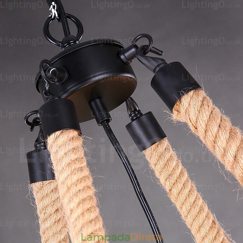 Luminária pendente rústica de 8 luzes