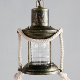 2 Luzes Country Rústico Vintage Retro Pendente Luz com Sombra de Vidro