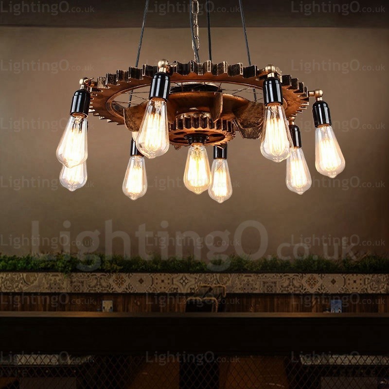 Luminária pendente retrô vintage de 9 luzes