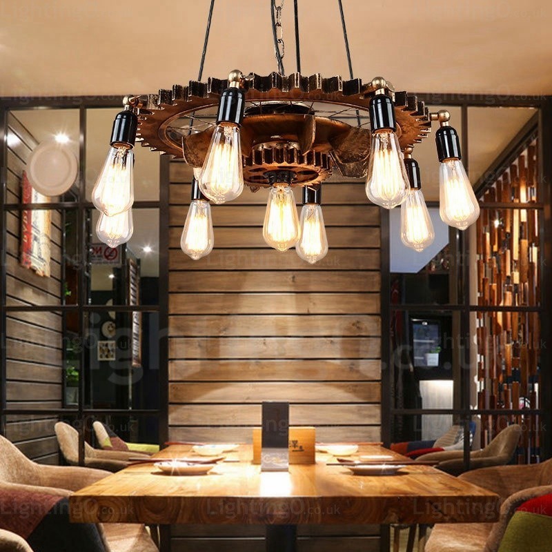 Luminária pendente retrô vintage de 9 luzes