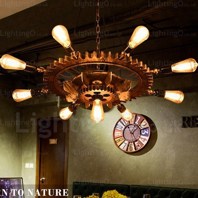 Luminária pendente retrô vintage de 9 luzes