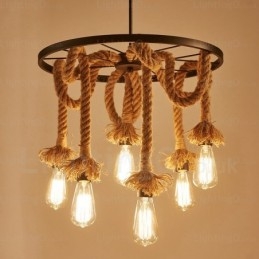 Luminária pendente retrô vintage de 6 luzes