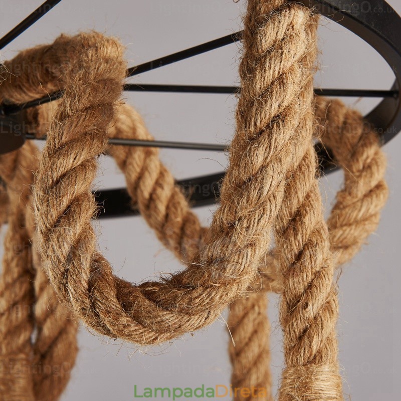 Luminária pendente retrô vintage de 6 luzes