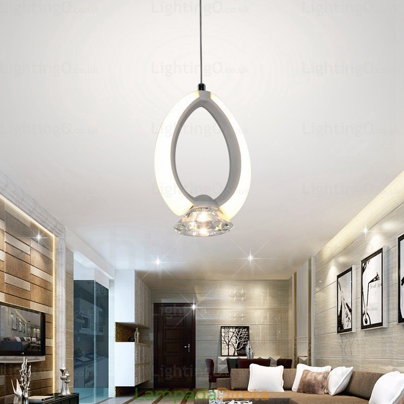 1 luz moderna contemporânea pendente com cúpula de cristal