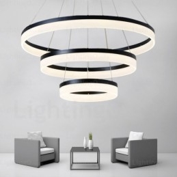 Wi Fi Smart Dimmable 3 anéis moderno contemporâneo pingente luz com acrílico sombra