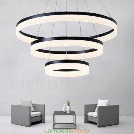 Wi Fi Smart Dimmable 3 anéis moderno contemporâneo pingente luz com acrílico sombra Wi Fi Smart Dimmable 3 anéis moderno contemporâneo pingente luz com acrílico sombra