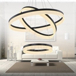 Wi Fi Smart Dimmable 3 anéis moderno contemporâneo pingente luz com acrílico sombra