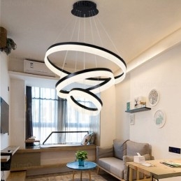 Wi Fi Smart Dimmable 3 anéis moderno contemporâneo pingente luz com acrílico sombra