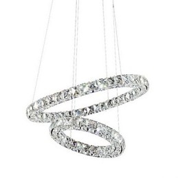 Luminária pendente de cristal moderna com 2 anéis e três lados K9, luminárias de teto internas de cristal