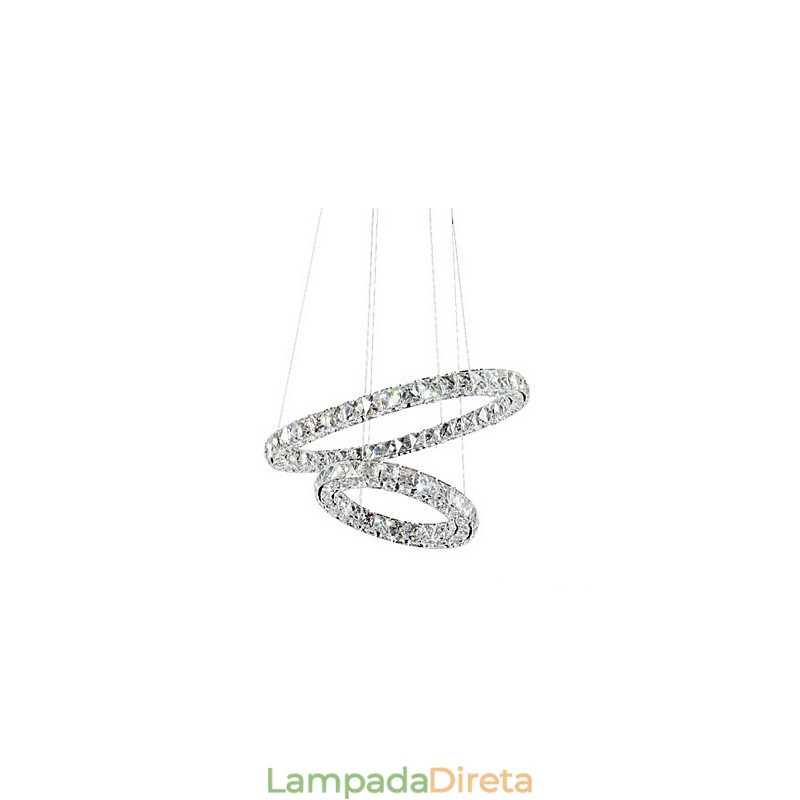 Luminária pendente de cristal moderna com 2 anéis e três lados K9, luminárias de teto internas de cristal