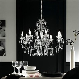 Lustre de cristal cromado clássico tradicional em metal