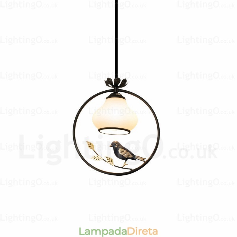 1 luz rústica rural pendente com cúpula de vidro