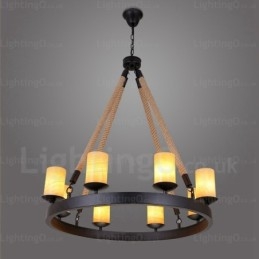 Luminária pendente retrô vintage de 8 luzes com cúpula de mármore