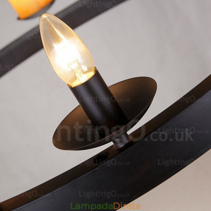 Luminária pendente retrô vintage de 8 luzes com cúpula de mármore