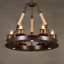 Luminária pendente rústica de 9 luzes