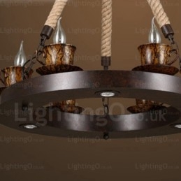 Luminária pendente rústica de 9 luzes