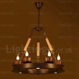 Luminária pendente rústica de 9 luzes