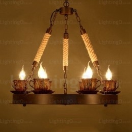 Luminária pendente rústica de 9 luzes