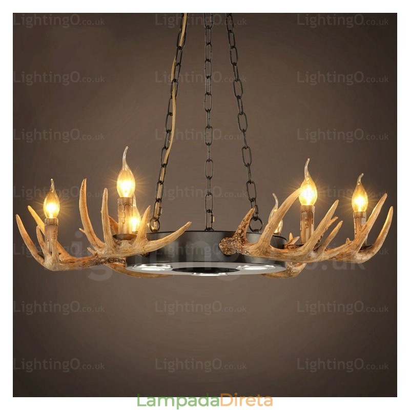 9 Luz Vintage Retro Rústico Chifre Lustre Pendente Luz