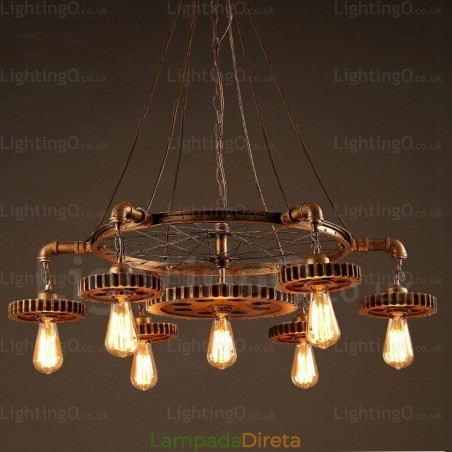 Luminária pendente retrô vintage de 7 luzes Luminária pendente retrô vintage de 7 luzes