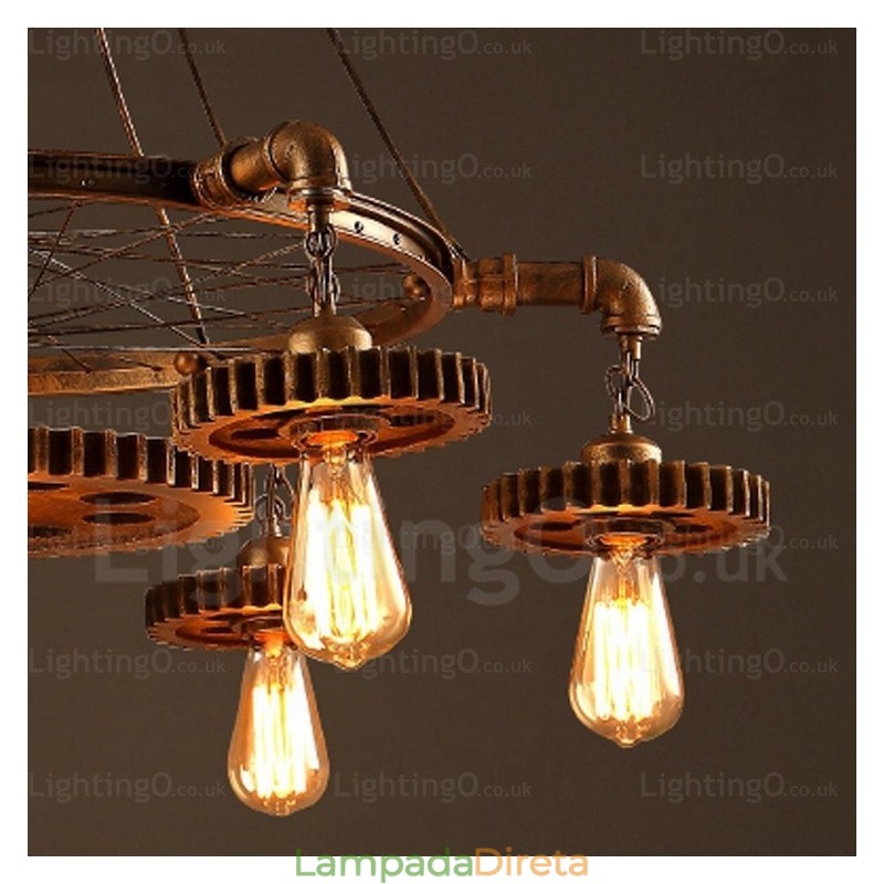 Luminária pendente retrô vintage de 7 luzes