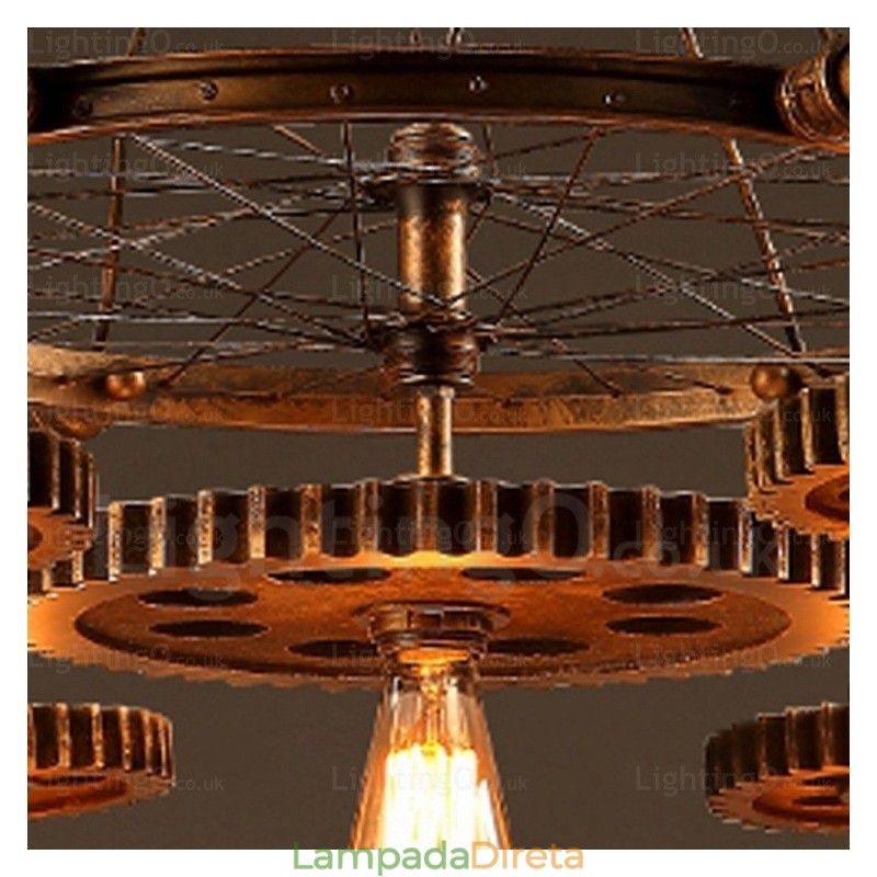 Luminária pendente retrô vintage de 7 luzes