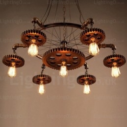 Luminária pendente retrô vintage de 7 luzes