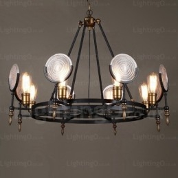Luminária pendente retrô vintage de 6 luzes com cúpula de vidro
