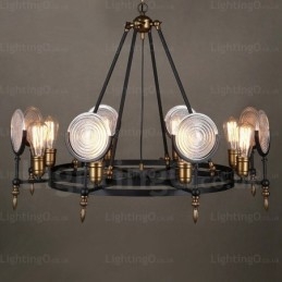 Luminária pendente retrô vintage de 6 luzes com cúpula de vidro