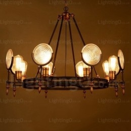 Luminária pendente retrô vintage de 6 luzes com cúpula de vidro