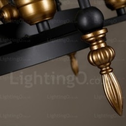 Luminária pendente retrô vintage de 6 luzes com cúpula de vidro