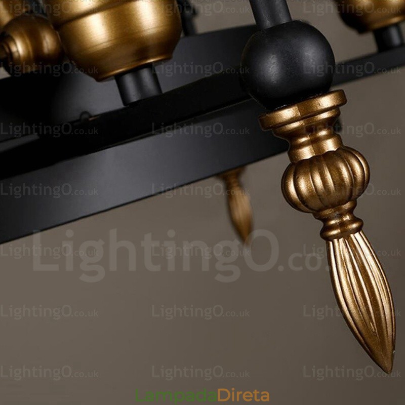 Luminária pendente retrô vintage de 6 luzes com cúpula de vidro