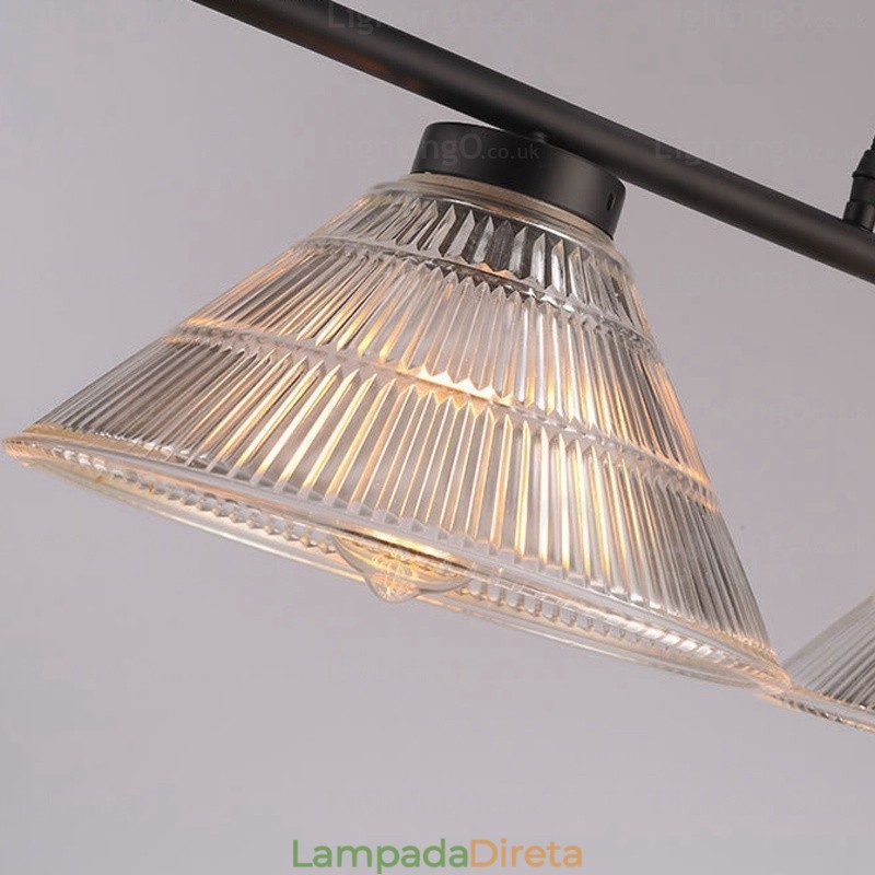 Luminária pendente moderna contemporânea de 2 luzes com cúpula de vidro