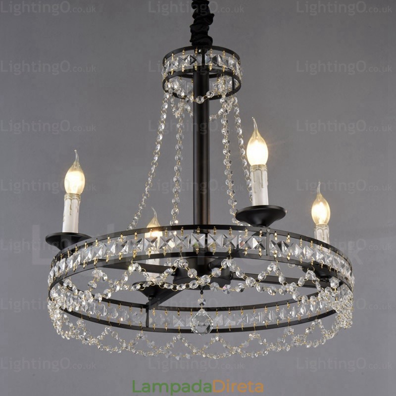 Luminária pendente rústica de 4 luzes