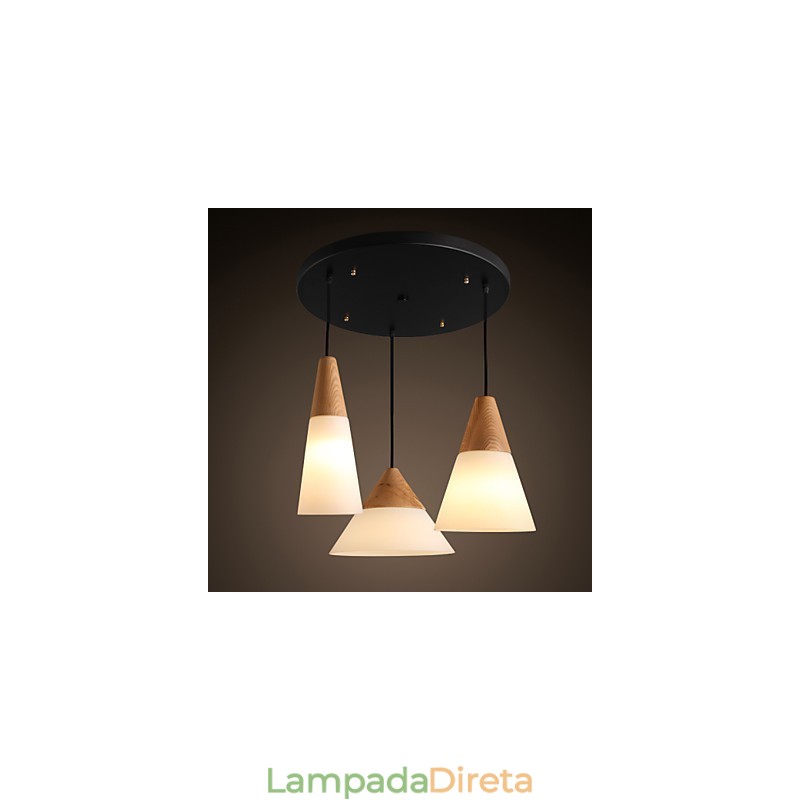 Lustre Mini Estilo Moderno Contemporâneo Metal 3 Luzes Pendentes