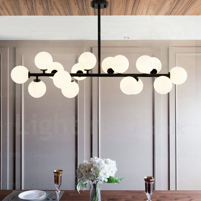 Luminária pendente nórdica de 16 luzes com cúpula de vidro