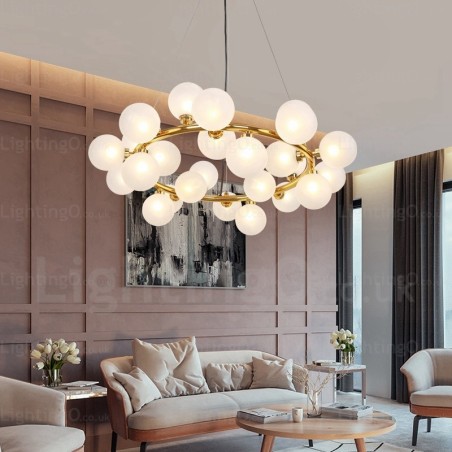 Luminária pendente nórdica de 25 luzes com cúpula de vidro Luminária pendente nórdica de 25 luzes com cúpula de vidro