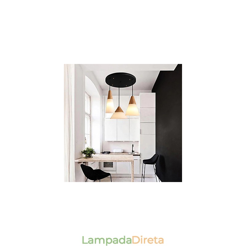 Lustre Mini Estilo Moderno Contemporâneo Metal 3 Luzes Pendentes