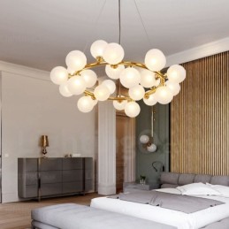 Luminária pendente nórdica de 25 luzes com cúpula de vidro