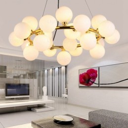 Luminária pendente nórdica de 25 luzes com cúpula de vidro