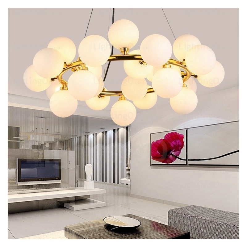 Luminária pendente nórdica de 25 luzes com cúpula de vidro