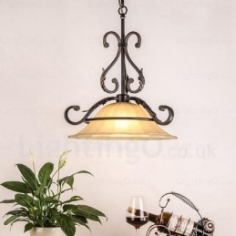 1 luz pendente rústica country com cúpula de vidro
