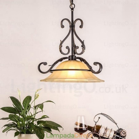 1 luz pendente rústica country com cúpula de vidro 1 luz pendente rústica country com cúpula de vidro