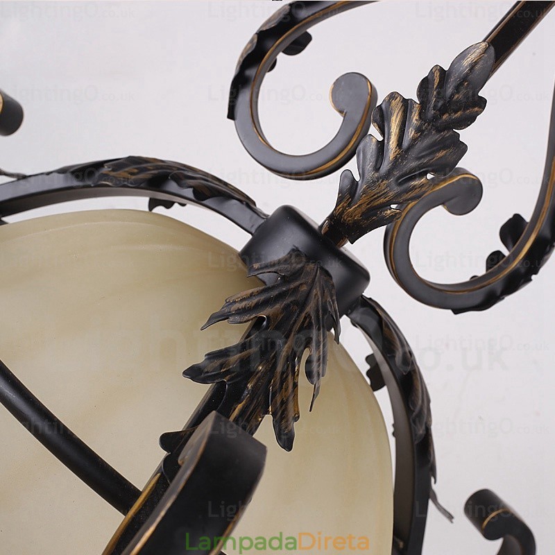 1 luz pendente rústica country com cúpula de vidro