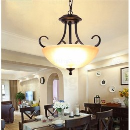 Luminária pendente rústica de 3 luzes com cúpula de vidro