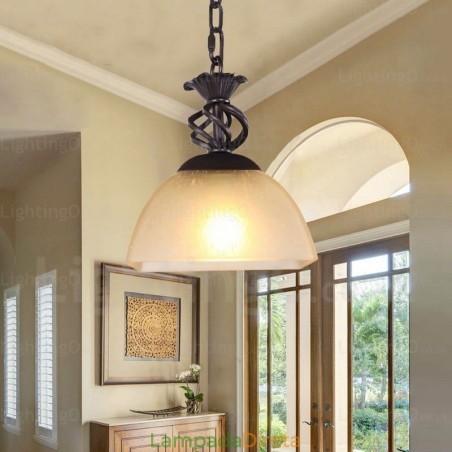 1 luz pendente rústica country com cúpula de vidro 1 luz pendente rústica country com cúpula de vidro