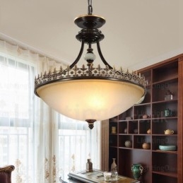Luminária pendente rústica de 3 luzes com cúpula de vidro