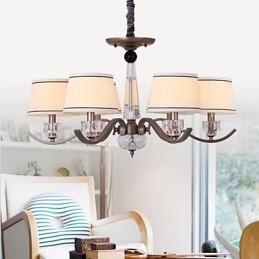 Lustre de Cristal 6 Luzes Moda Pintura Metal