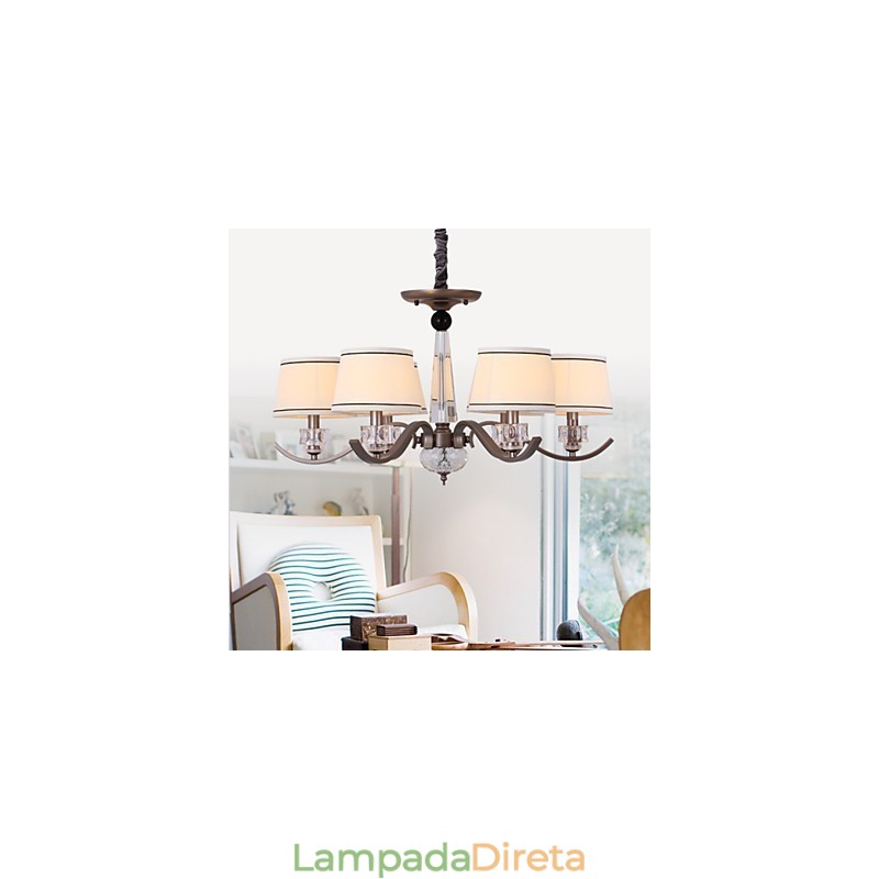 Lustre de Cristal 6 Luzes Moda Pintura Metal
