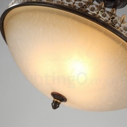 Luminária pendente rústica de 3 luzes com cúpula de vidro